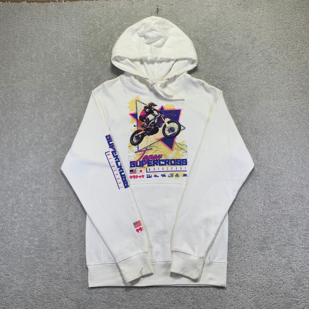 Vitriol Hoodie Size Small Japan Supercross Motorsport White Graphic Retro Racing